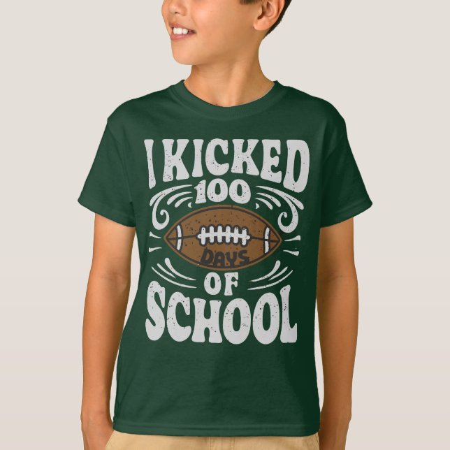 T-shirt Funny School 100th Day Boys Kids Football Joke (Devant)