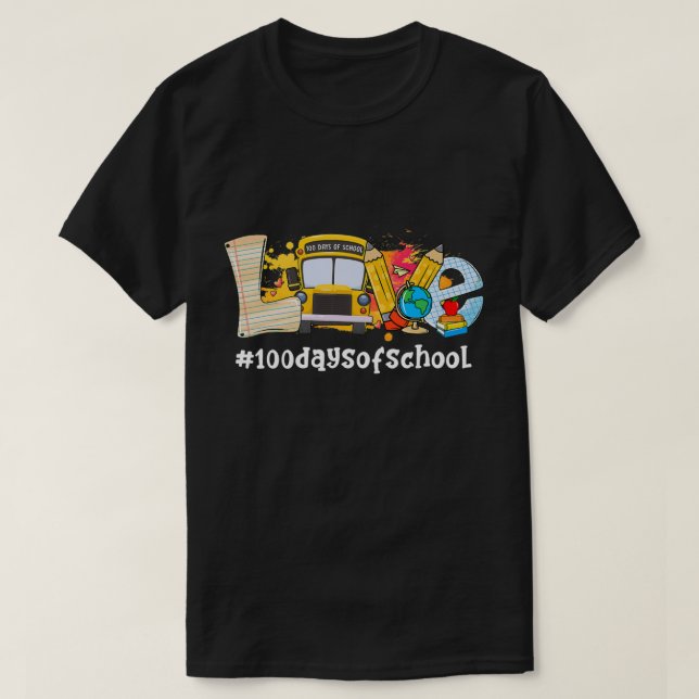 T-shirt Funny School Bus 100 Jours De L'Enseignant (Design devant)