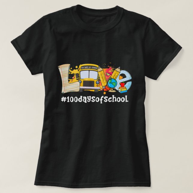 T-shirt Funny School Bus 100 Jours De L'Enseignant (Design devant)