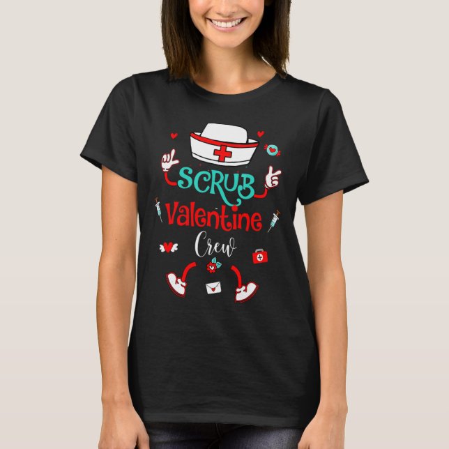 T-shirt Funny Scrub Valentines Day Nurse Crew Family Group (Devant)