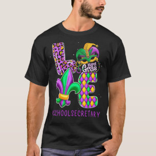 T-shirt Funny Secrétaire de l'école Mardi Gras Famille Mat