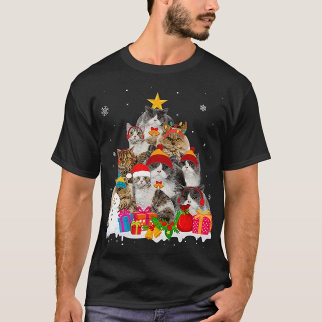 T-shirt Funny Selkirk Rex Christmas Tree Animaux Amoureux  (Devant)