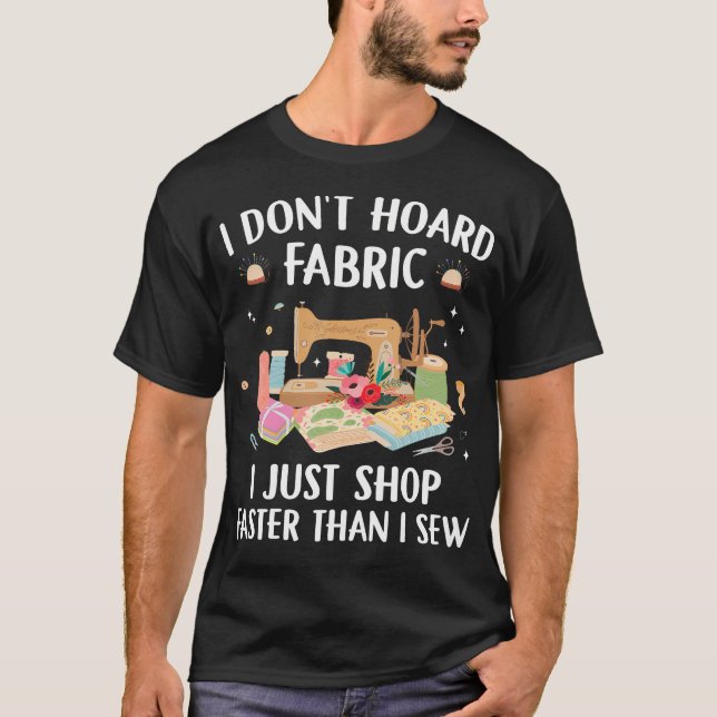 T-shirt Funny Sewing Machine Quilting Lover Quilted Fabric (Devant)
