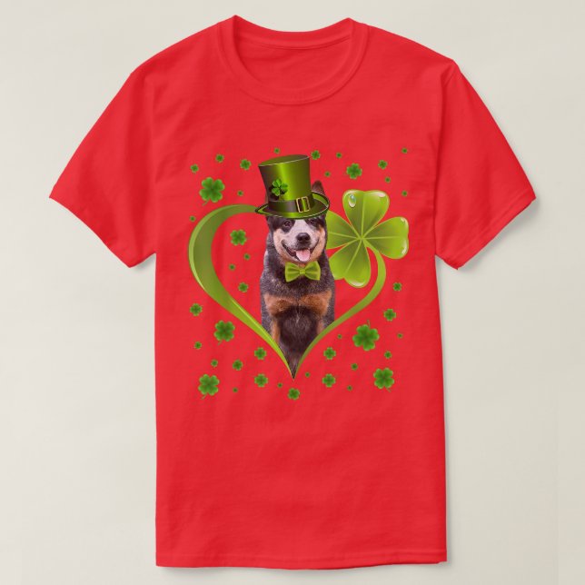 T-shirt Funny Shamrock chiot Australian Cattle Dog St  (Design devant)