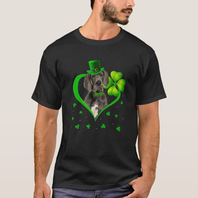 T-shirt Funny Shamrock chiot Dane Chien St. Patrick's Day (Devant)