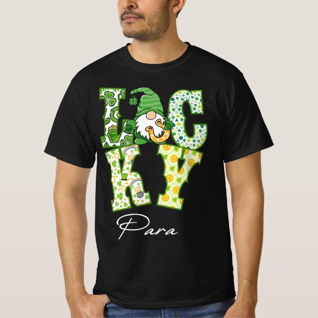 T-shirt Funny Shamrock Gnome Luck Para St Patricks Day Iri (Devant)