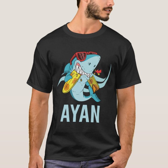 T-shirt Funny Shark - Ayan Name (Devant)