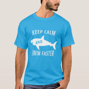 T-shirt Funny Shark Gardez le calme et nagez plus vite Hom