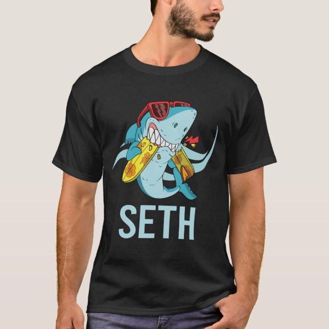 T-shirt Funny Shark - Seth Name (Devant)