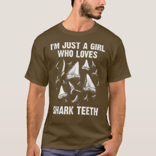 T-shirt Funny Shark Teeth Design Girls Femme Fossil Collec