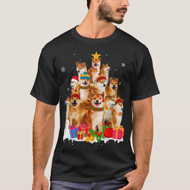 T-shirt Funny Shiba Inu Christmas Tree Animaux Amoureux de (Devant)