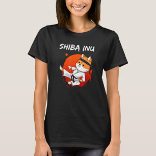 T-shirt Funny Shiba Inu Uni Chien High Kick Karate Master