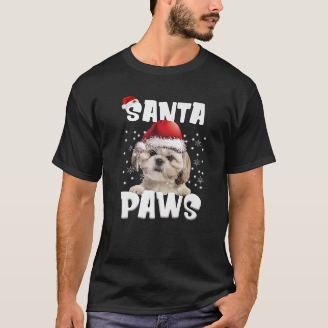 T-shirt Funny Shih Tzu lumières de Noël Arbre Amoureux des (Devant)