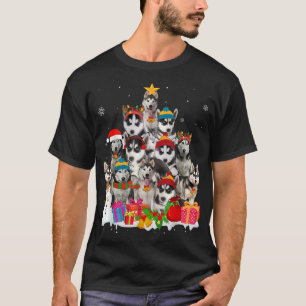 T-shirt Funny Sibérien Husky Noël Arbre Amoureux des chien