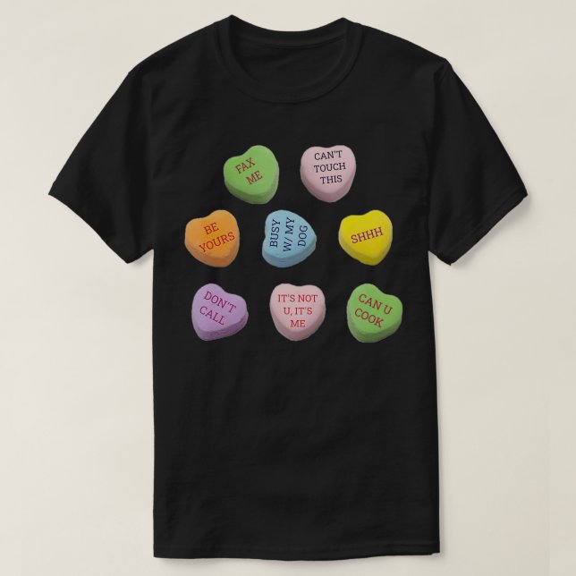 T-shirt FUNNY Singles ANTI Saint Valentin Candy Sarcastiqu (Design devant)