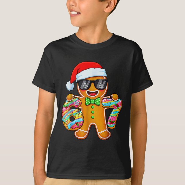 T-shirt Funny Six Seven 67 Gingerbread Christmas Boys Xmas (Devant)