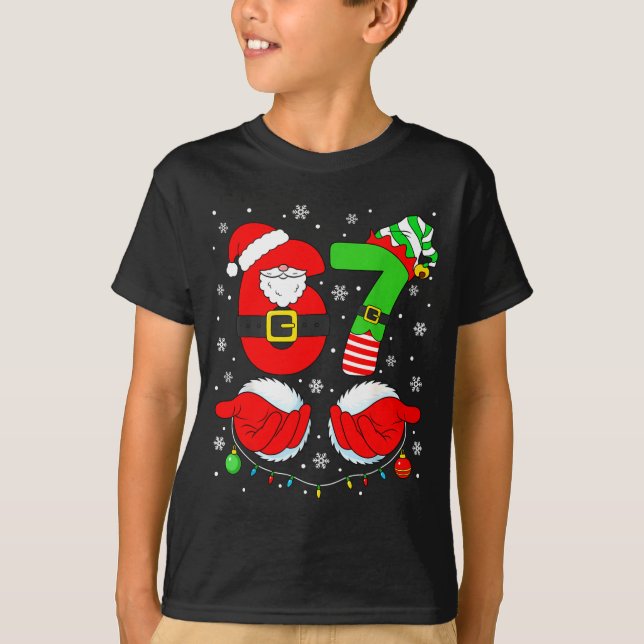T-shirt Funny Six Seven 67 Meme 6 7 Elf Santa Christmas Pa (Devant)