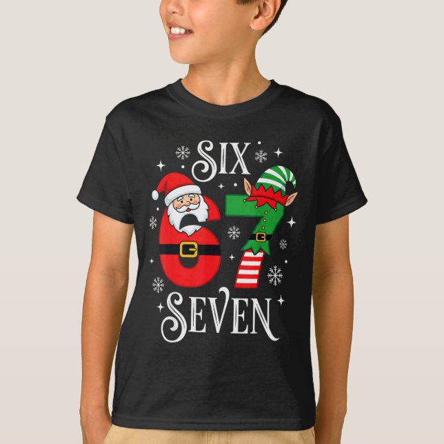 T-shirt Funny Six Seven 67 Meme 6 7 Elf Santa Christmas Pa (Devant)