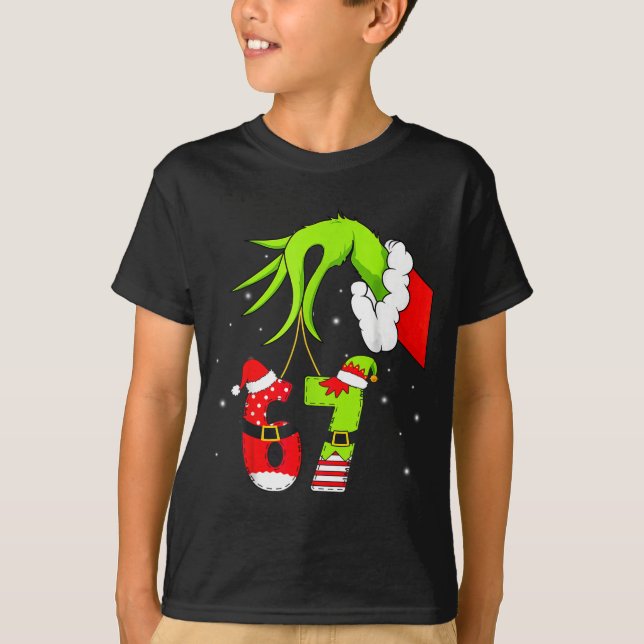 T-shirt Funny Six Seven 67 Meme 6 7 Elf Santa Christmas Pa (Devant)