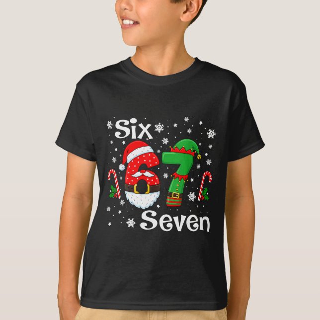 T-shirt Funny Six Seven 67 Meme 6 7 Elf Santa Christmas Pa (Devant)
