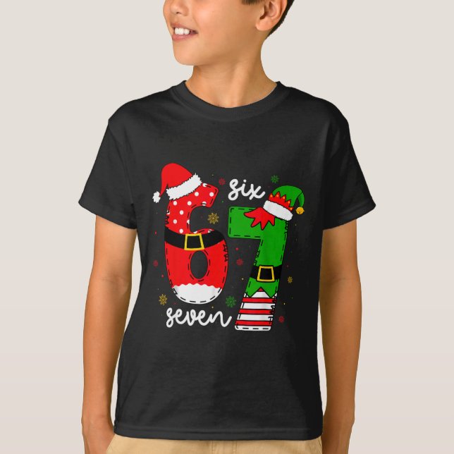 T-shirt Funny Six Seven 67 Meme 6 7 Elf Santa Christmas Pa (Devant)