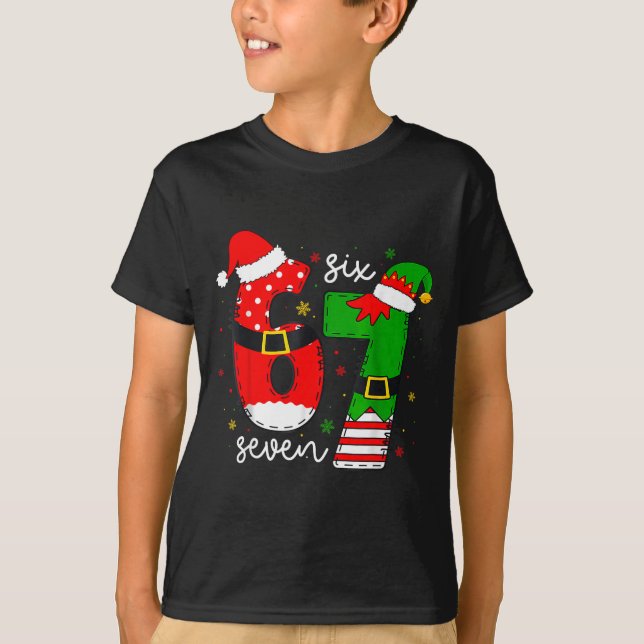 T-shirt Funny Six Seven 67 Meme 6 7 Elf Santa Christmas Pa (Devant)