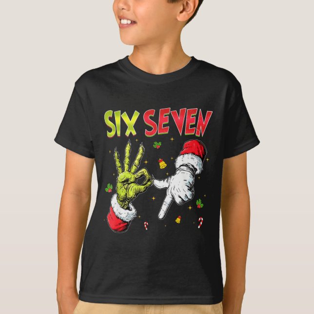 T-shirt Funny Six Seven 67 Meme Monster Santa Christmas Pa (Devant)