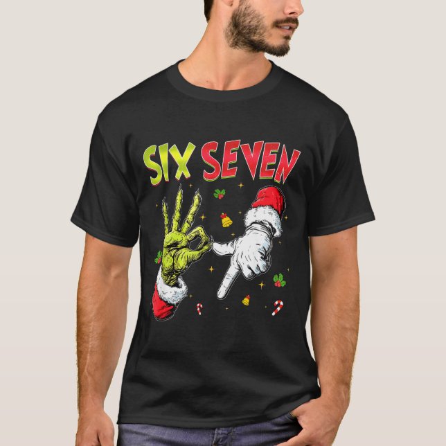 T-shirt Funny Six Seven 67 Meme Monster Santa Christmas Pa (Devant)