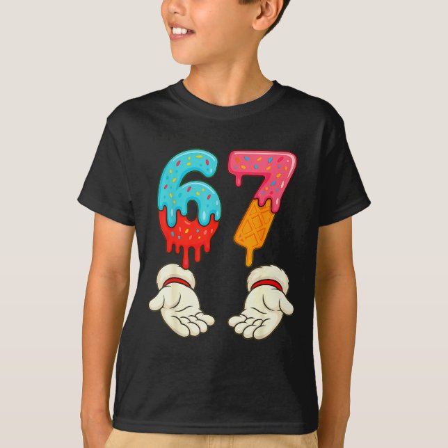 T-shirt Funny Six Seven 6 7 Meme Christmas Ice Cream Drip  (Devant)