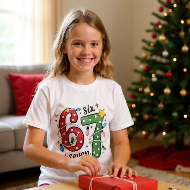 T-shirt Funny Six Seven 6 7 Meme Christmas Lights Kids (Créateur téléchargé)