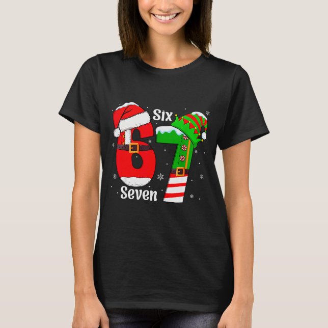 T-shirt Funny Six Seven 6 7 Meme Gen Alpha Slang Santa Elf (Devant)