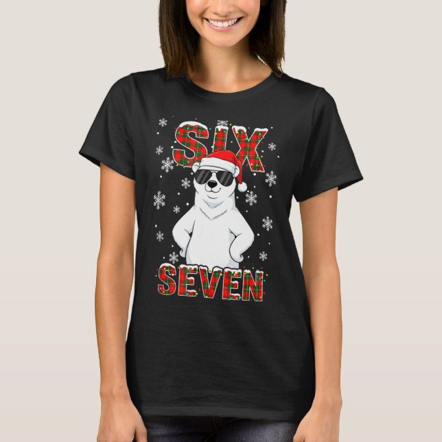 T-shirt Funny Six Seven Lar Bear Christmas 67 Santa Hat Wi (Devant)