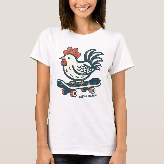 T-shirt Funny Skateboard Farm poulet personnalisé (Devant)