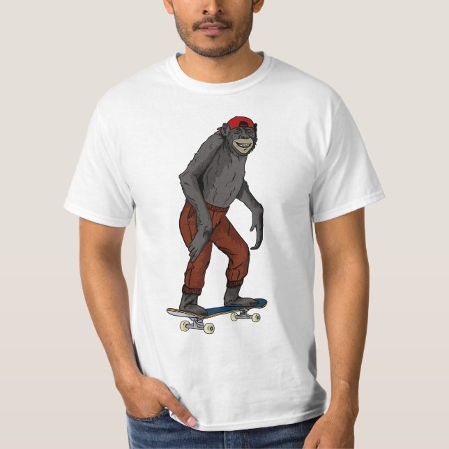 T-shirt Funny Skateboard Monkey Gift idea 4 Skate & Halfpi (Devant)
