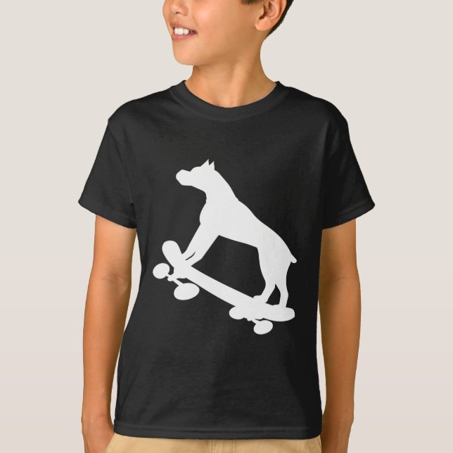 T-shirt Funny Skateboarding Boxer Dog Skateboard Skater  (Devant)