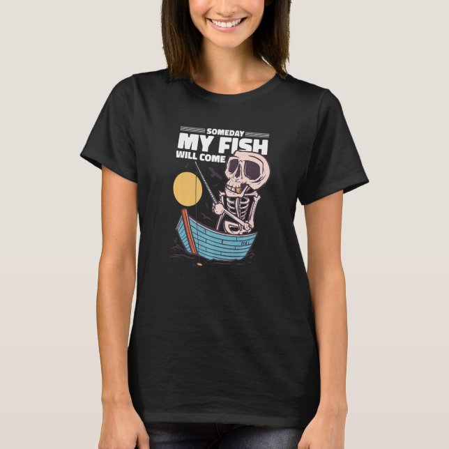 T-shirt Funny Skeleton Fishman Fishing (Devant)