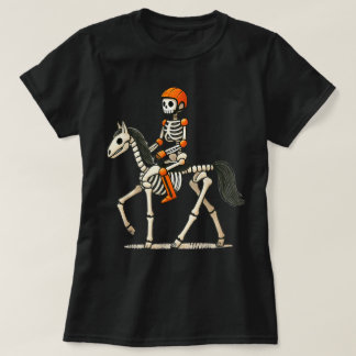 T-shirt Funny Skeleton Horse Riding Halloween Costume Men