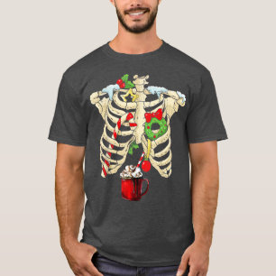 T-shirt Funny Skeleton Rib Cage Chocolat chaud Noël laid