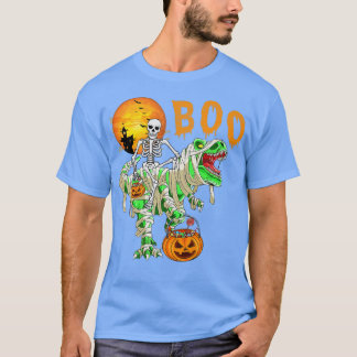 T-shirt Funny Skeleton Riding Tre Dinosaur Pumpkin Hallowe