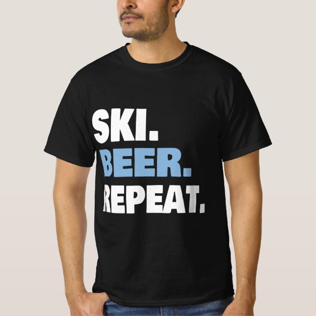 T-SHIRT FUNNY SKI TRIP SKIING & BEER LOVER GIFT FOR MEN &  (Devant)