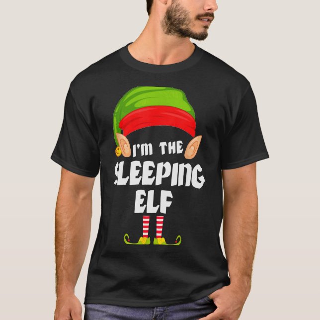 T-shirt Funny Sleeng Elf Matching Family Group Pj Christma (Devant)