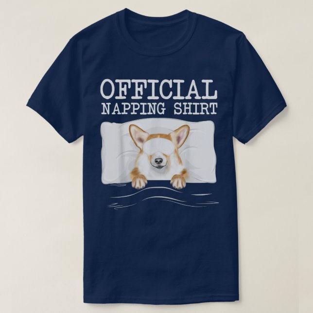 T-shirt Funny Sleeping Mask Pembroke Welsh Corgi Napping  (Design devant)