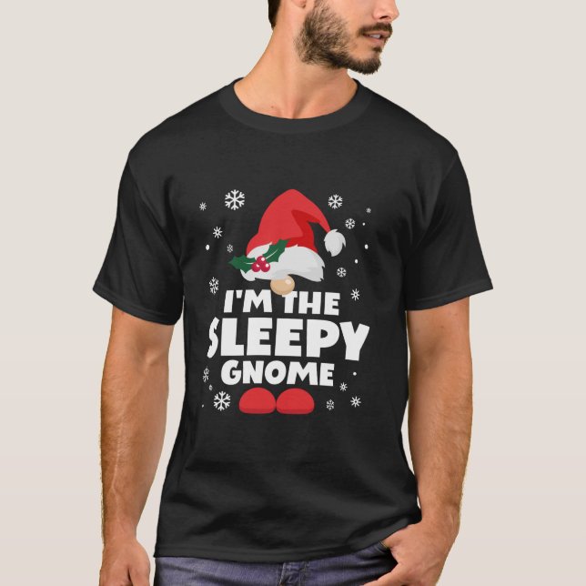 T-shirt Funny Sleepy Gnome Family Matching Group Happy Chr (Devant)