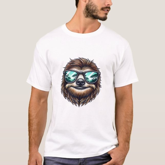 T-shirt Funny Sloth Graphic with Sunglasses, Men Women Kid (Devant)