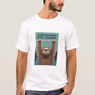 T-shirt Funny Sloth Gym Motivation Poster - Slow Progress