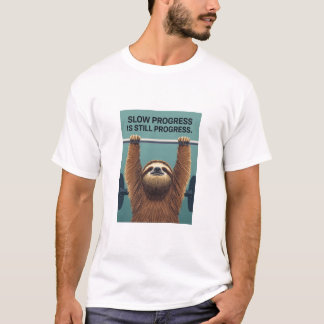 T-shirt Funny Sloth Gym Motivation Poster - Slow Progress 