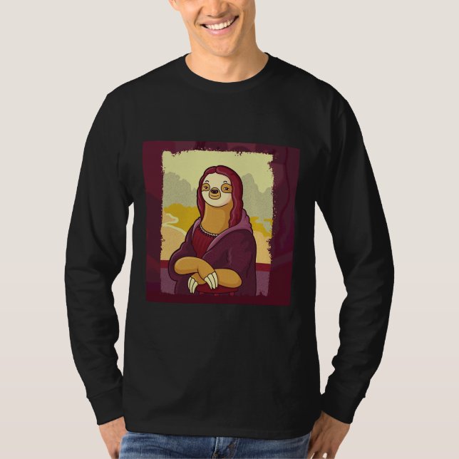 T-shirt Funny Sloth Monalisa (Devant)