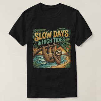 T-shirt Funny Sloth Palm Beach Slow Days Tee graphique 