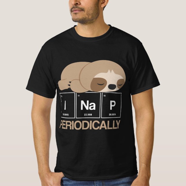 T-shirt Funny Sloth Periodic Table Science Physics  (Devant)