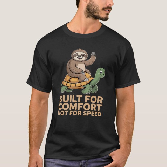 T-shirt Funny Sloth Riding Turtle (Devant)